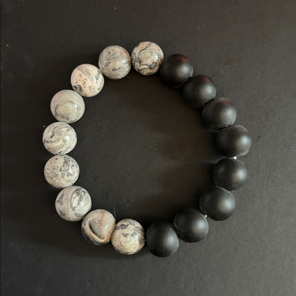 Black and Gray Beaded Bracelet